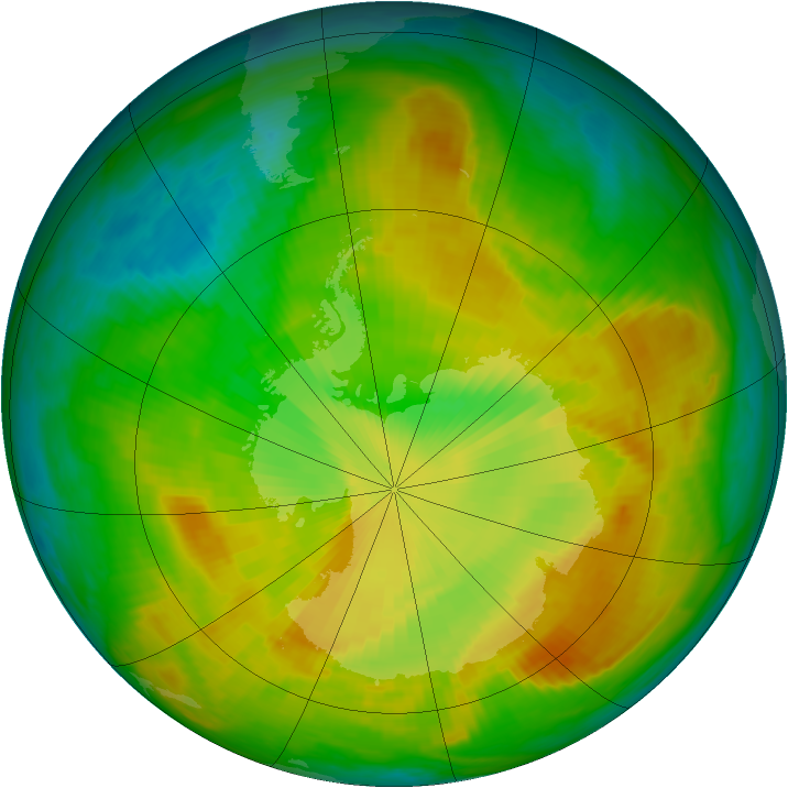 Antarctic ozone map for 25 November 1980